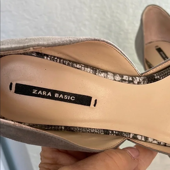 ZARA grey suede kitten heels Excellent - Picture 6 of 9